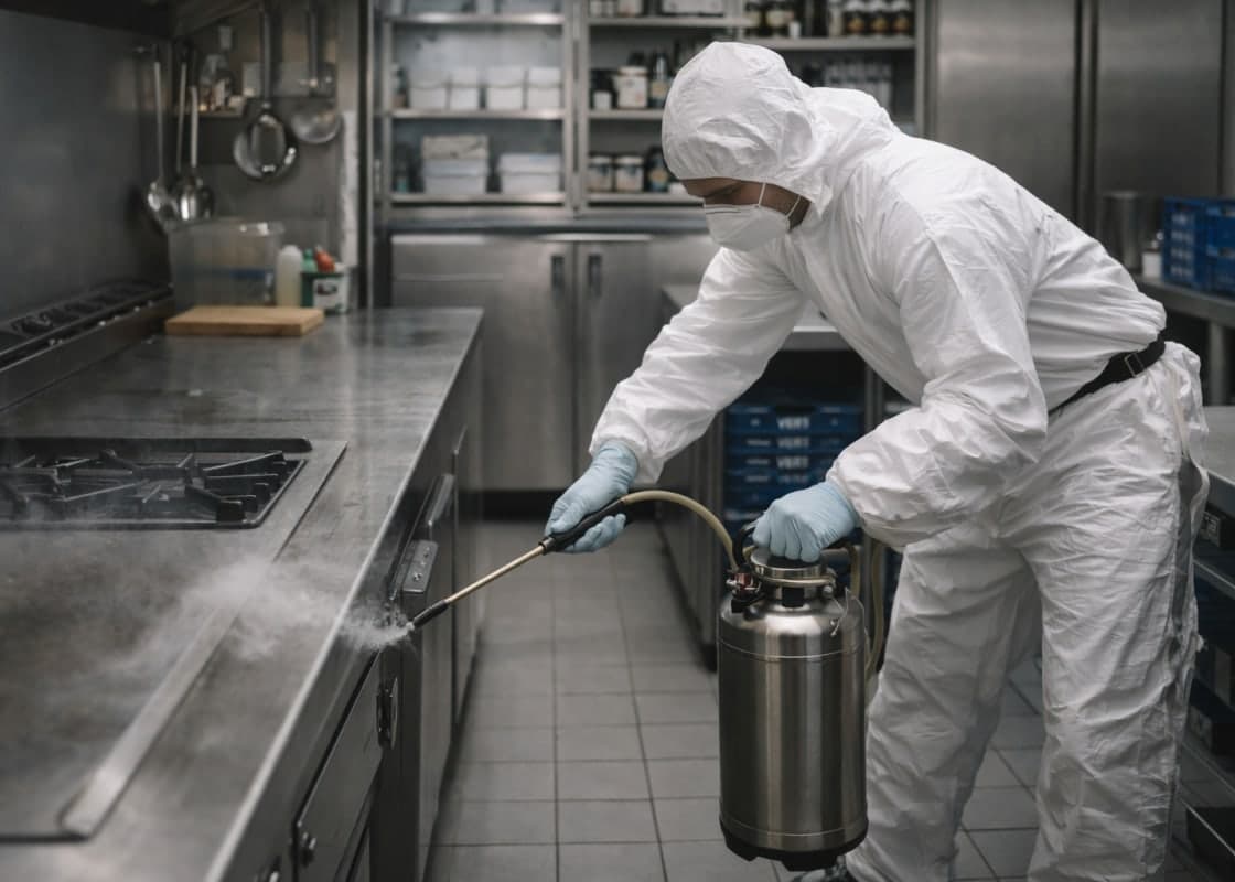 Traitement des plans de travail d'une cuisine professionnelle