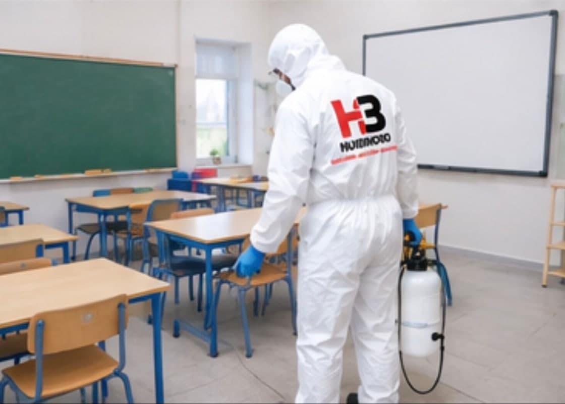 Désinfection d'une salle de classe par pulvérisation