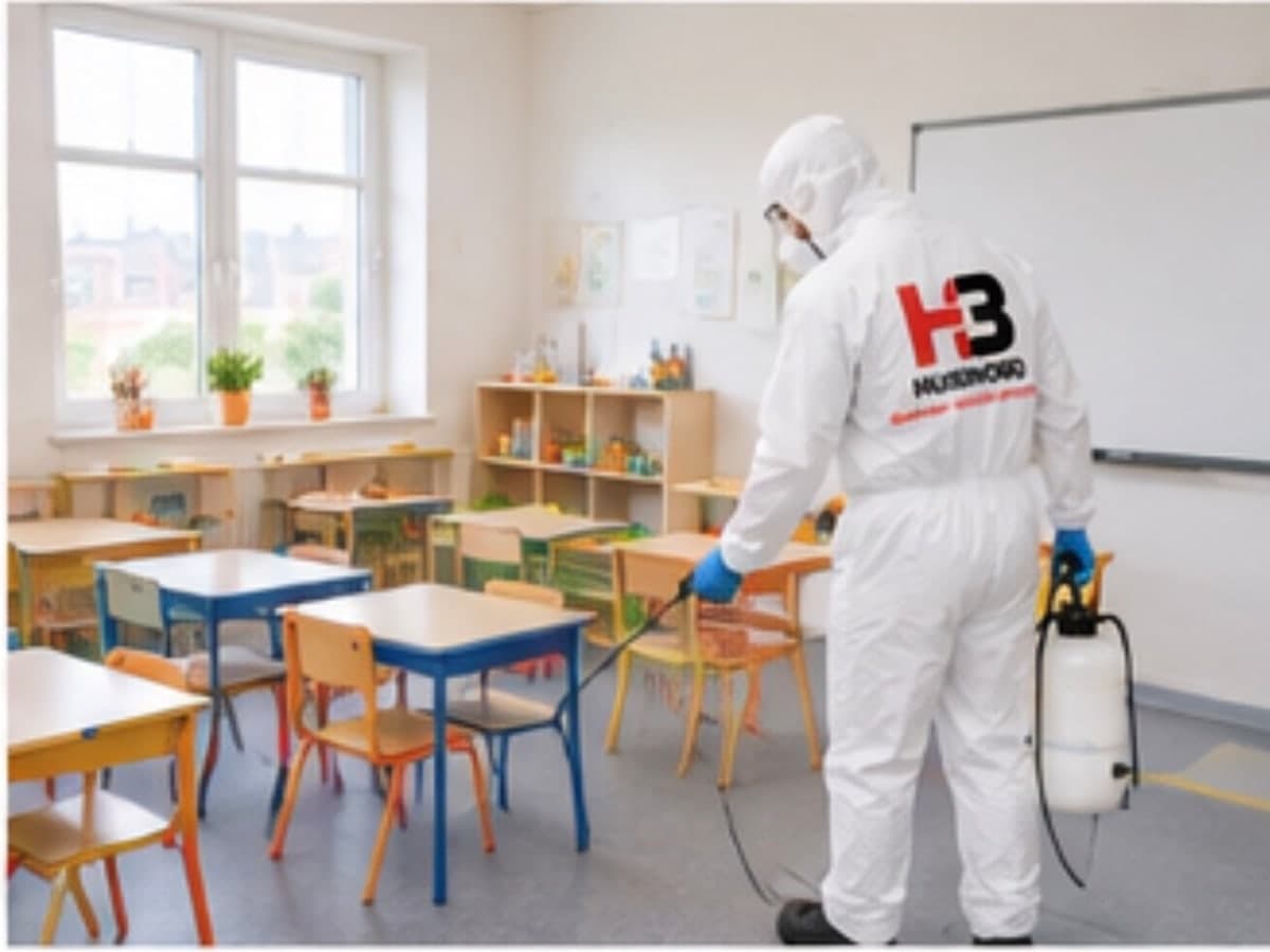 Désinfection des tables et du mobilier d'une salle de classe