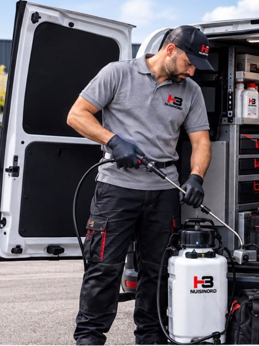 Technicien H3 NuisiNord équipé, pulvérisateur à la main